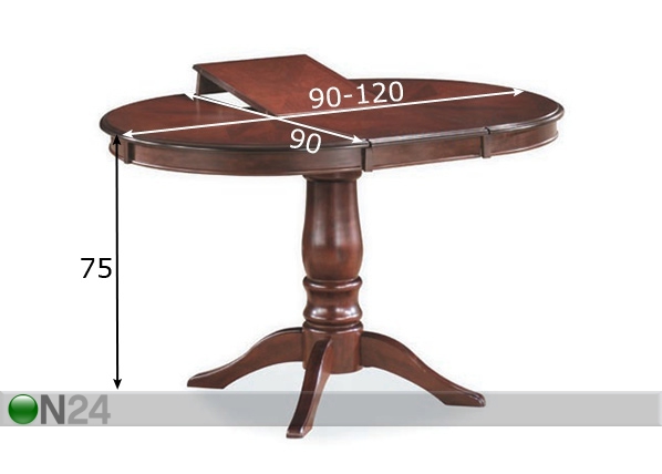 Удлиняющийся обеденный стол Galaxy 90x90-120 cm размеры
