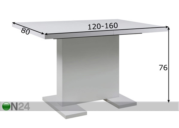Удлиняющийся обеденный стол Gust 80x120-160 cm размеры