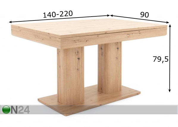 Удлиняющийся обеденный стол Heidelberg 140/220x90 cm размеры
