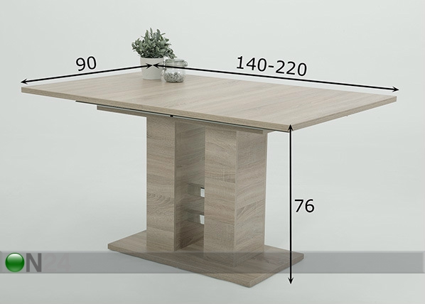Удлиняющийся обеденный стол Helena II 90x140-220 cm размеры