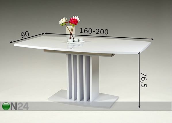 Удлиняющийся обеденный стол Jenny II 90x160/200 cm размеры