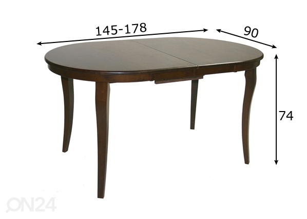 Удлиняющийся обеденный стол Joy 90x145+33 cm размеры