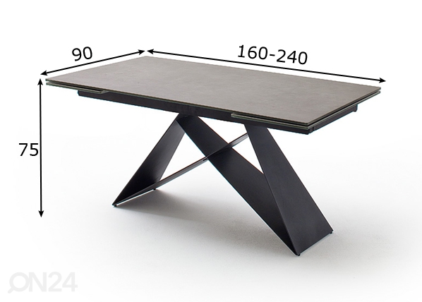 Удлиняющийся обеденный стол Kobe 160-240x90 cm размеры