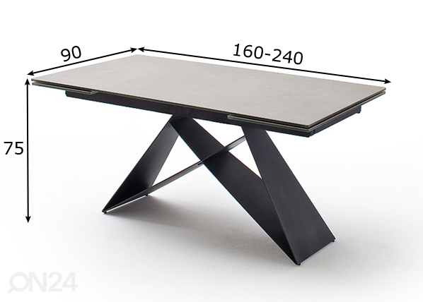 Удлиняющийся обеденный стол Kobe 160-240x90 cm размеры
