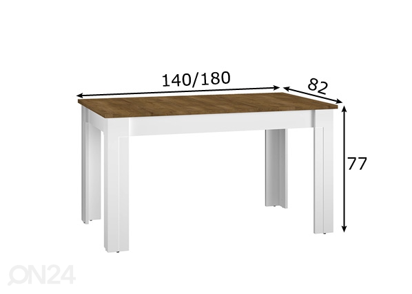 Удлиняющийся обеденный стол Lille 82x140/180 cm размеры