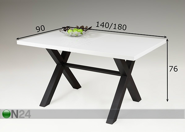 Удлиняющийся обеденный стол Lina 90x140/180 cm размеры