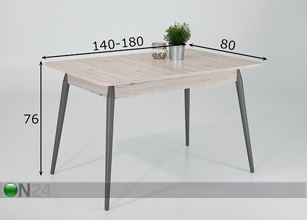 Удлиняющийся обеденный стол Lore I 80x140-180 cm размеры