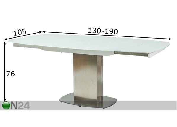 Удлиняющийся обеденный стол Luciano 130-190x105 cm размеры