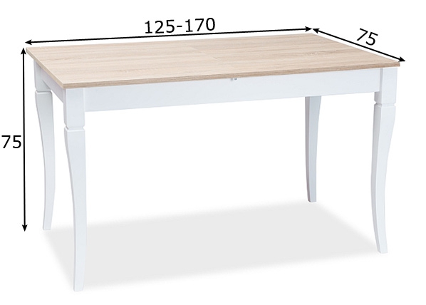 Удлиняющийся обеденный стол Ludwik 75x125-170 cm размеры