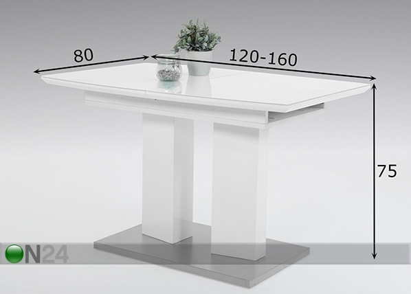 Удлиняющийся обеденный стол Madison III 80x120/160 cm размеры