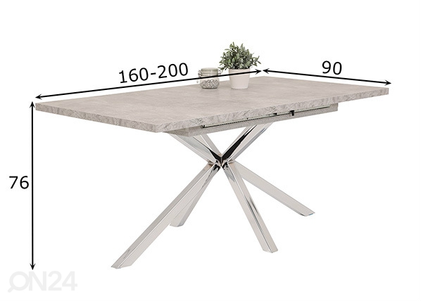 Удлиняющийся обеденный стол Malou II 90x160-200 cm размеры