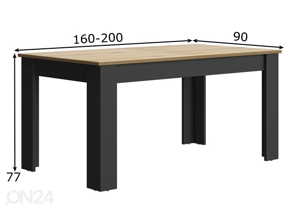 Удлиняющийся обеденный стол Manchester 160-200x90 cm размеры