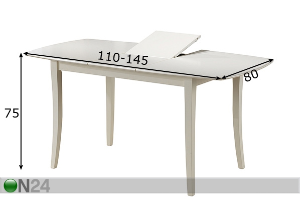 Удлиняющийся обеденный стол Martina 80x110-145 cm размеры