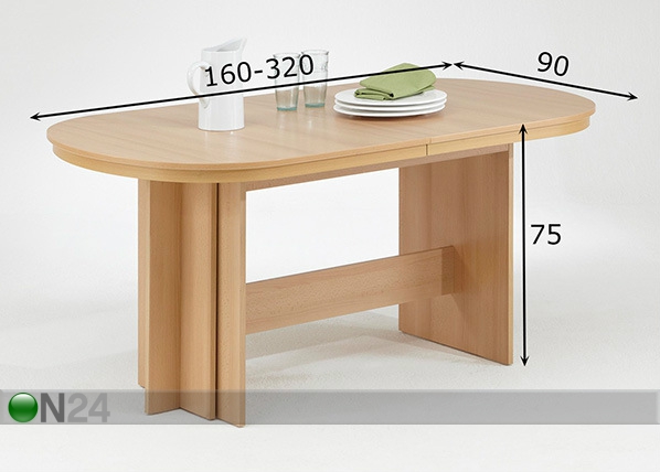 Удлиняющийся обеденный стол Mary 90x160-320 cm размеры
