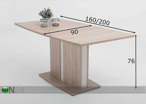 Удлиняющийся обеденный стол May 90x160/200 cm размеры