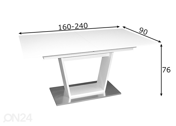 Удлиняющийся обеденный стол Micelli 160/240x90 cm размеры