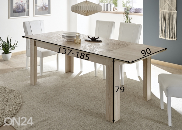 Удлиняющийся обеденный стол Miro 137/185x90 cm размеры