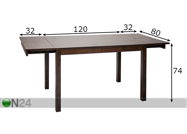 Удлиняющийся обеденный стол Mix & Match 120-184x80 cm размеры