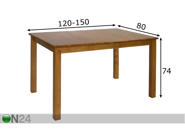 Удлиняющийся обеденный стол Mix & Match 80x120-150 cm размеры