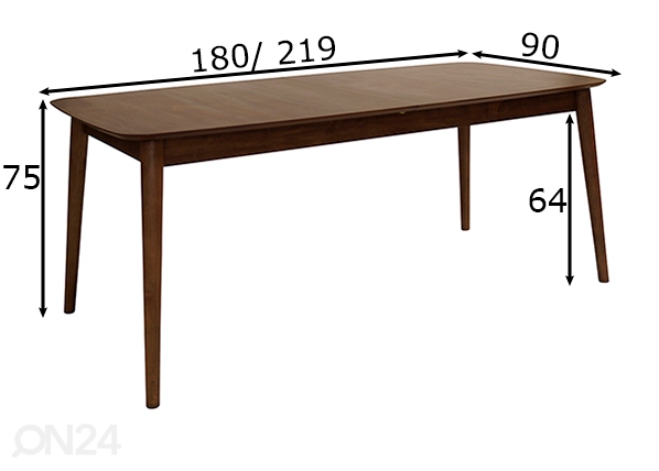 Удлиняющийся обеденный стол Monz 180/219x90 cm размеры