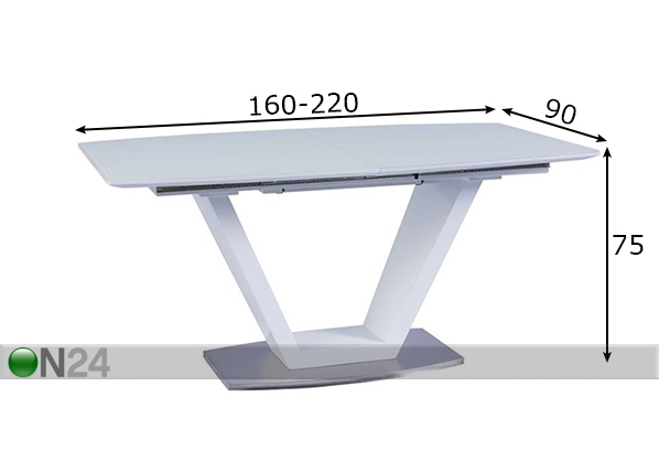 Удлиняющийся обеденный стол Morano 90x160-220 cm размеры