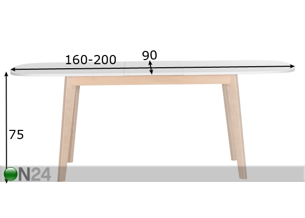 Удлиняющийся обеденный стол Naiss 160x90 cm размеры