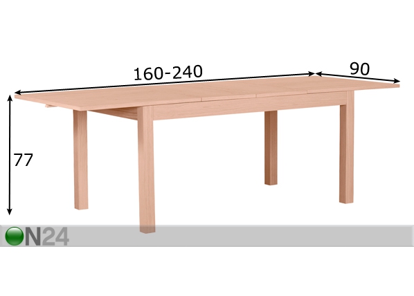 Удлиняющийся обеденный стол Nano 160-240x90 cm размеры