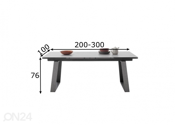Удлиняющийся обеденный стол Narbonne 200/300x100 cm размеры