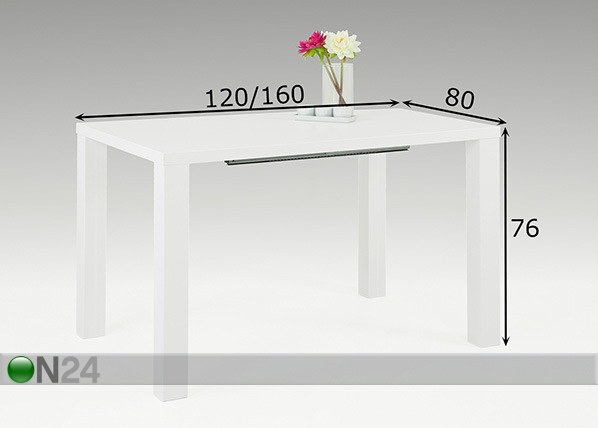 Удлиняющийся обеденный стол Nena 80x120/160 cm размеры