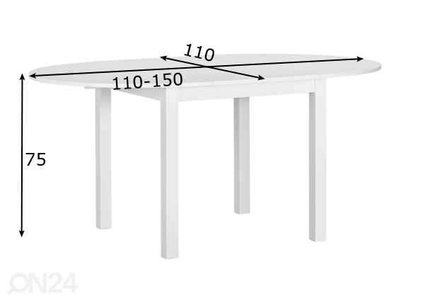 Удлиняющийся обеденный стол Nova 110-150x110 cm размеры