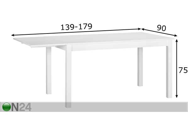 Удлиняющийся обеденный стол Nova 139-179x90 cm размеры
