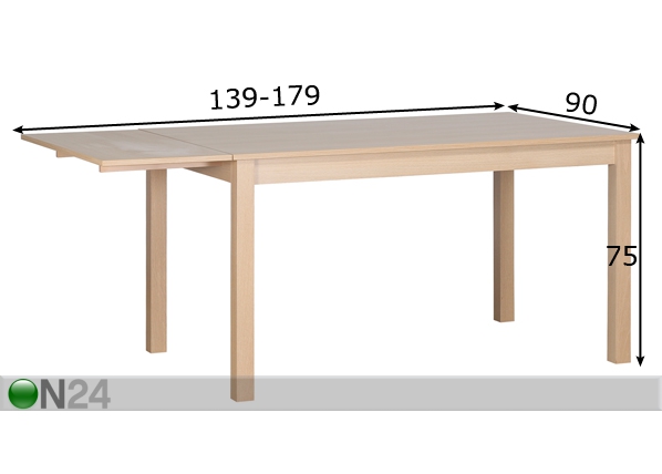 Удлиняющийся обеденный стол Nova 139-179x90 cm размеры