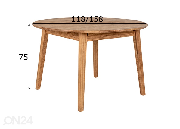 Удлиняющийся обеденный стол Perpinyà 118/158x118 cm размеры