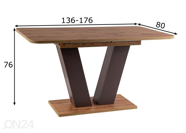 Удлиняющийся обеденный стол Pluto 136-176x80 cm размеры