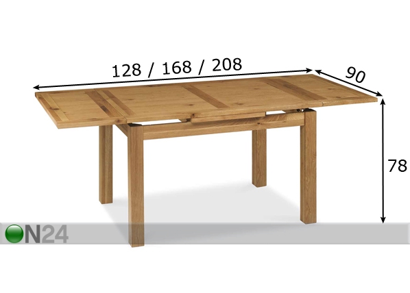 Удлиняющийся обеденный стол Provence 90x128/168/208 cm размеры