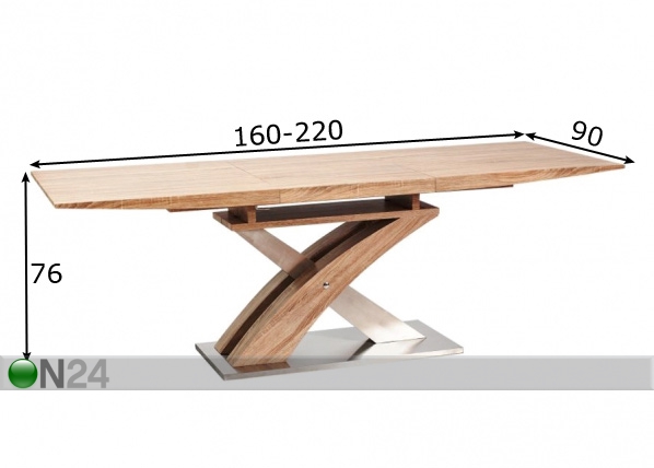 Удлиняющийся обеденный стол Raul 90x160-220 cm размеры
