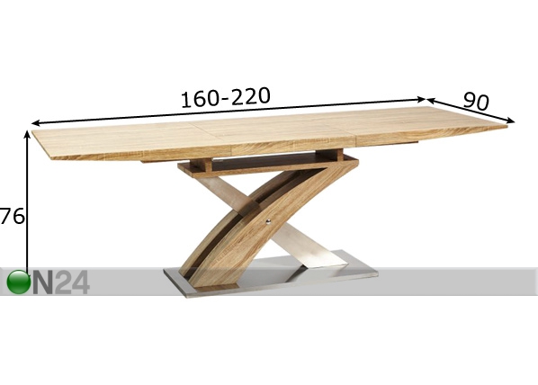 Удлиняющийся обеденный стол Raul 90x160-220 cm размеры
