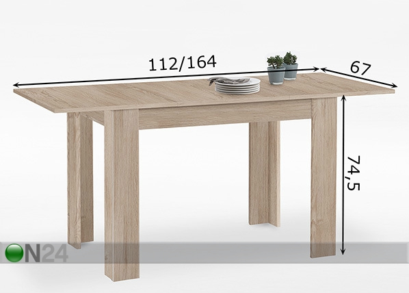 Удлиняющийся обеденный стол Revel 2 67x112-164 cm размеры