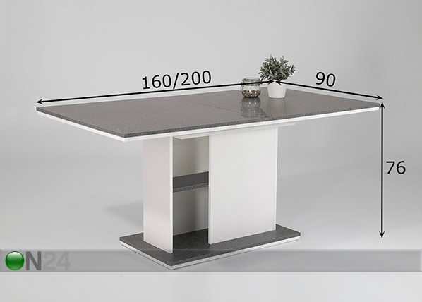 Удлиняющийся обеденный стол Rosalie 90x160/200 cm размеры