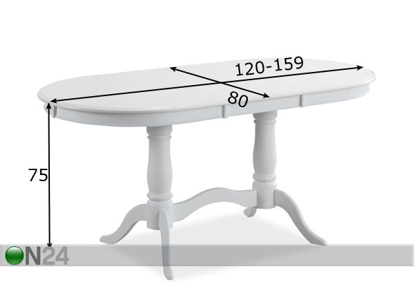 Удлиняющийся обеденный стол Savona 80x120-159 cm размеры