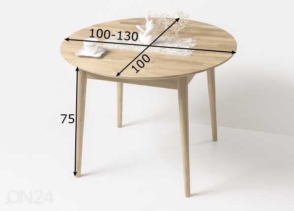Удлиняющийся обеденный стол Scan 100/130x100 cm, белое масло размеры