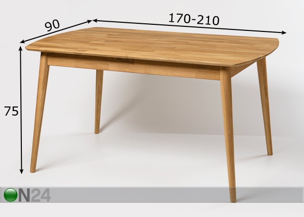 Удлиняющийся обеденный стол Scan 170-210x90 cm размеры