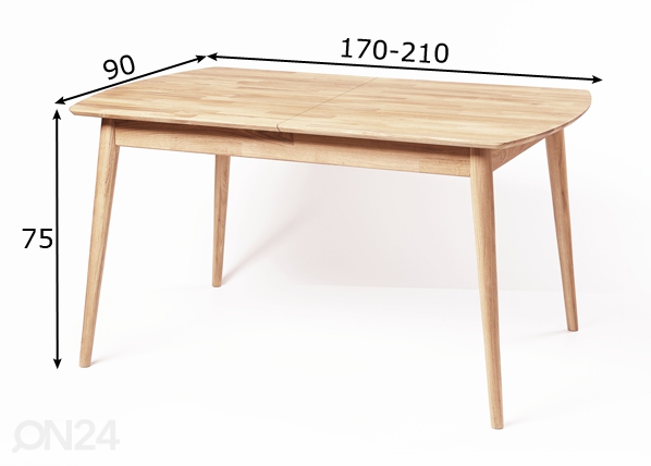 Удлиняющийся обеденный стол Scan 170-210x90 cm, белое масло размеры