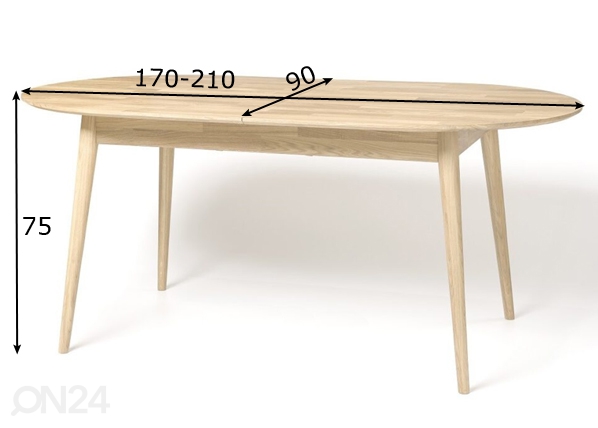 Удлиняющийся обеденный стол Scan 170-210x90 cm, белое масло размеры