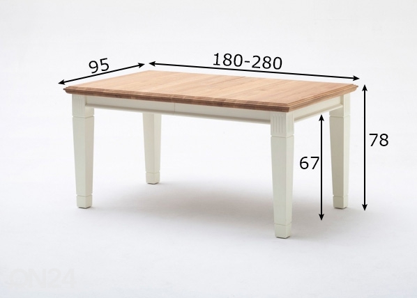 Удлиняющийся обеденный стол Scandic Home 95x180-280 cm размеры