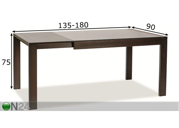 Удлиняющийся обеденный стол Solano 90x135-180 cm размеры