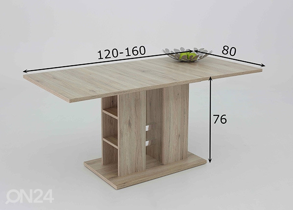Удлиняющийся обеденный стол Steffi 80x120-160 cm размеры