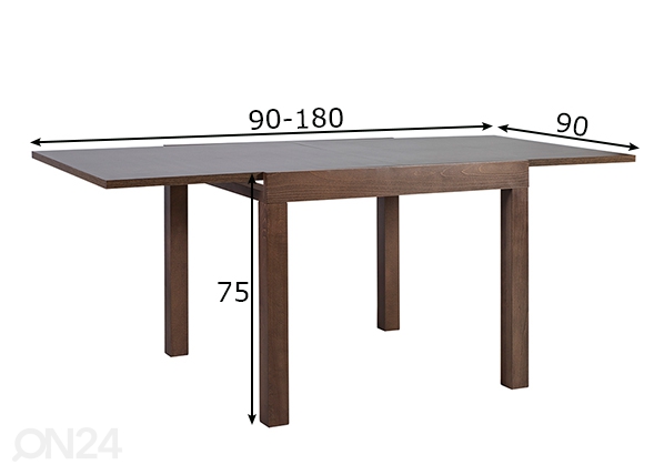Удлиняющийся обеденный стол Tifany 90x90-180 см размеры
