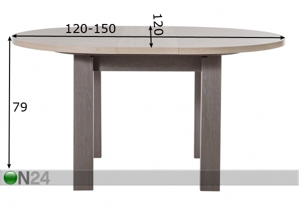 Удлиняющийся обеденный стол Toscane 120/150x120 cm размеры