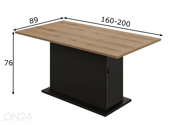 Удлиняющийся обеденный стол Trust 160/200x89 cm размеры